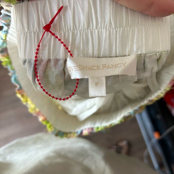 LoveShackFancy Ruffle Mini Skirt Women Sz P (XS) Yellow Pastel Fields Floral NWT - Picture 6 of 7